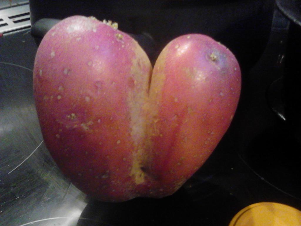 Valentine's came early as I discovered this heart shaped rooster potato when making the dinner. 